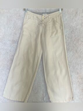 Love Tree Linen Pants With Large Pockets,tie Front Drawstring Waist (SKU695)